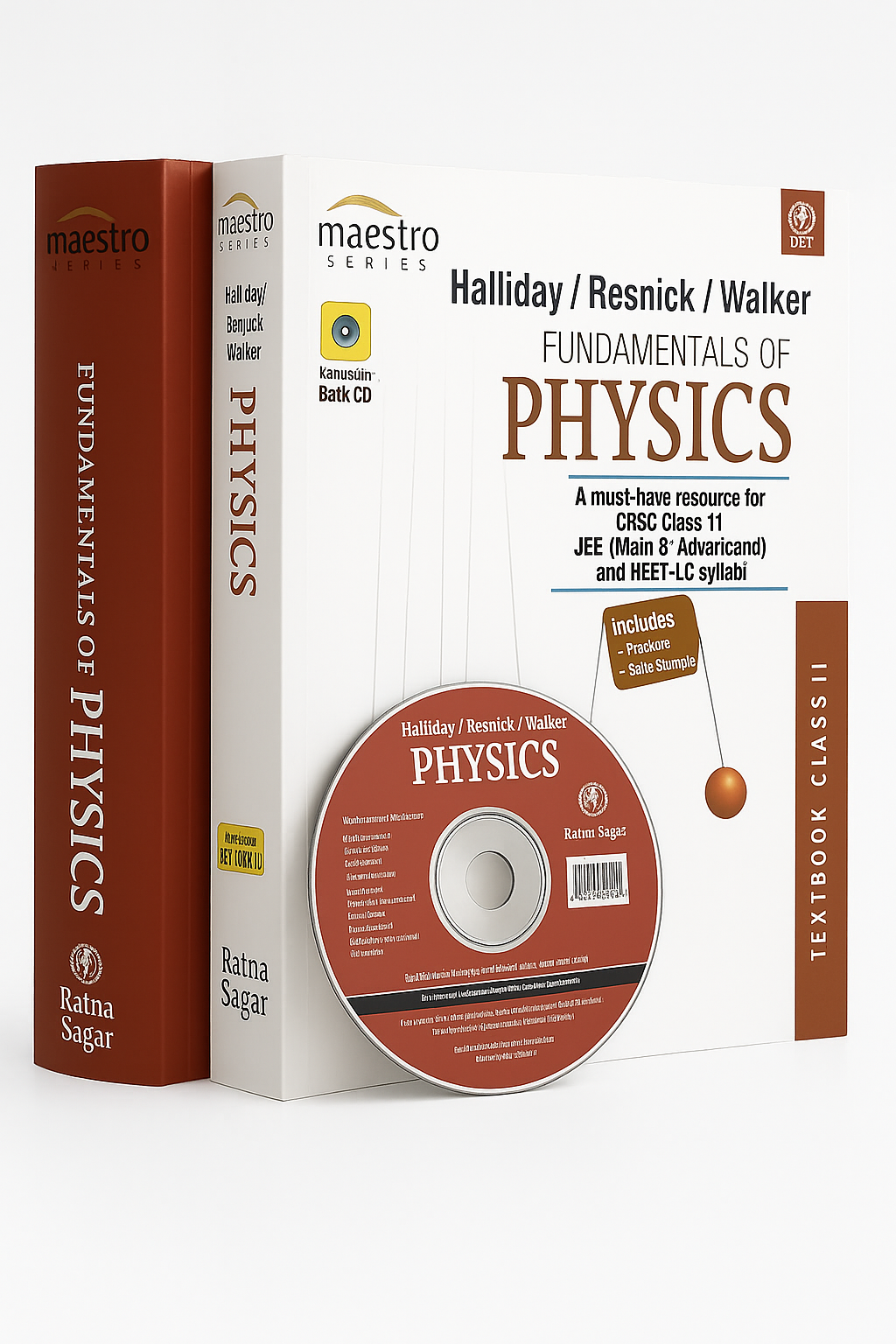 Halliday / Resnick / Walker, Fundamentals of Physics, Class 11, Set of 2 Books (Textbook & Practice Book with Complimentary CD) for CBSE, JEE and Neet Entrance Examinations Paperback Updated Version
